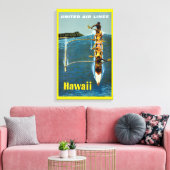 エアラインの統一されたハワイへの旅行ポスター キャンバスプリント (インサイチュ (リビング))