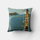 エアラインの統一されたハワイへの旅行ポスター クッション (裏面)