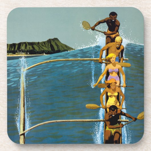 エアラインの統一されたハワイへの旅行ポスター コースター (正面)