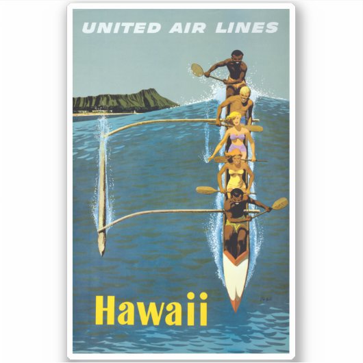 エアラインの統一されたハワイへの旅行ポスター シール (正面)
