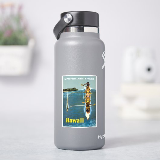 エアラインの統一されたハワイへの旅行ポスター シール (HydroFlask)