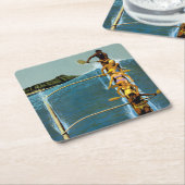 エアラインの統一されたハワイへの旅行ポスター スクエアペーパーコースター (アングル)