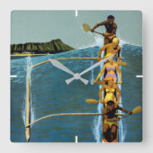 エアラインの統一されたハワイへの旅行ポスター スクエア壁時計 (正面)