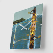 エアラインの統一されたハワイへの旅行ポスター スクエア壁時計 (傾斜)