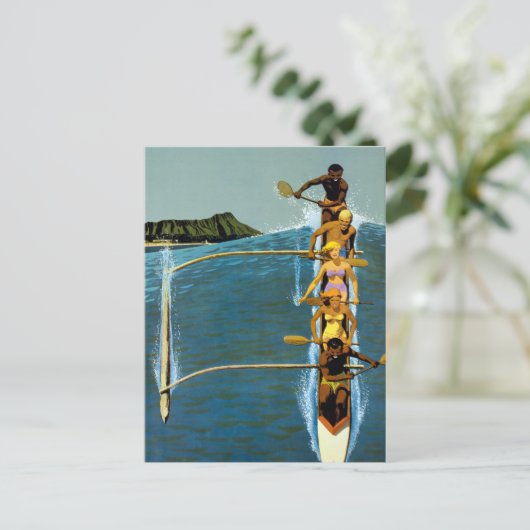 エアラインの統一されたハワイへの旅行ポスター ポストカード (スタンド正面)