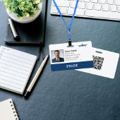 エアライン パイロット QRコード付き 社員写真セキュリティID バッジ