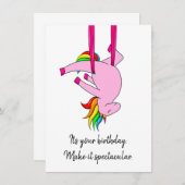 エアリアルシルクユニコーンフラット誕生日カード (正面/裏面)