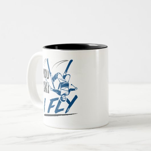 エアリアルスキーフリースタイルスキーYou Ski I Fly ツートーンマグカップ (正面左)