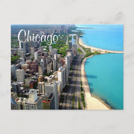 エアリアルビューシカゴイリノイ旅行証明書 ポストカード (正面)