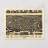 エアリアルビューフォートワースタラントカウンティテキサス州(1886) ポストカード (正面)