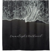 エアリアルブラックサンドビーチカスタム シャワーカーテン (正面)