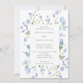 エアリーなフランス・リージェンシー・ライトブルーの花の結婚式 招待状 (正面)