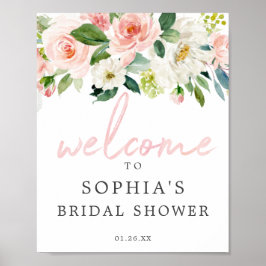 エアリーなブラッシュ フローラル ブライダル シャワー ウェルカム サイン