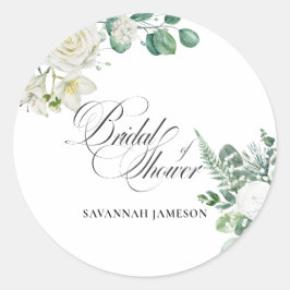 エアリーなユーカリグリーンのブライダルシャワー ラウンドシール