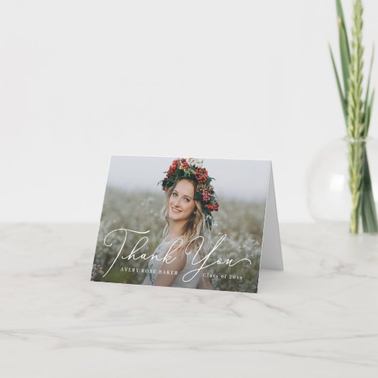 エアリーエレガンス編集可能なカラー卒業ありがとう サンキューカード (正面)