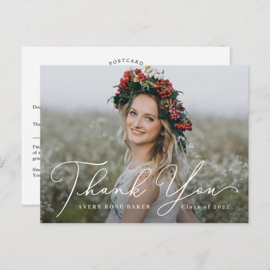 エアリーエレガンス編集可能なカラー卒業ありがとう ポストカード (正面/裏面)