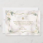 エアリーグリーナリーホワイトフローラ金ゴールドマーブルバプテスマ サンキューカード (裏面)