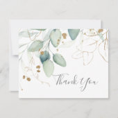 エアリーグリーンと金ゴールドリーフサンキューカード サンキューカード (正面)