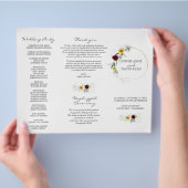 エアリーグリーンフラワーズバーガンディ秋の結婚式 チラシ (手)