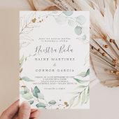 エアリーグリーンリーと金ゴールドリーフスペインのヌエストラボーダ 招待状