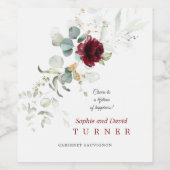 エアリーグリーンリーバーガンディフローラ結婚金ゴールド ワインラベル (シングルラベル)