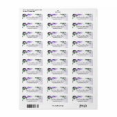 エアリーパープルとシルバーのフローラボホ結婚の住所 ラベル (フルシート)