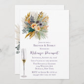 エアリーパープルと金ゴールド牡丹ブランチとバブリー 招待状 (正面/裏面)