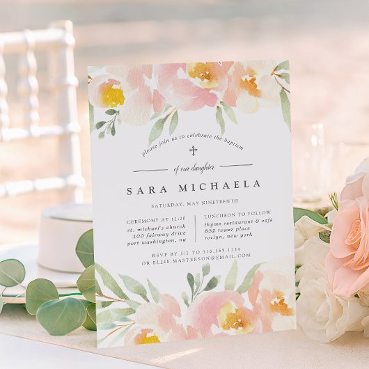 エアリーフローラバプテスマ又は《キリスト教》洗礼式や命名式招待状 招待状