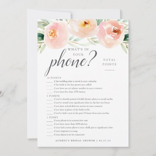 エアリーフローラ両面ブライダルシャワーゲーム 招待状 (裏面)