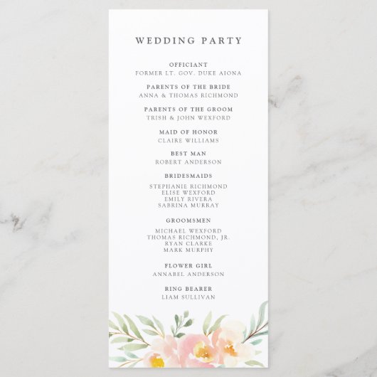 エアリーフローラ結婚式プログラム プログラム (裏面)