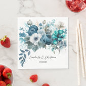 エアリーブルーとティール(緑がかった色)パイ素朴ニ結婚ーズ スタンダードランチョンナプキン (インサイチュ)