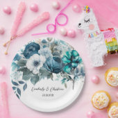 エアリーブルーとティール(緑がかった色)パイ素朴ニ結婚ーズ ペーパープレート (パーティー)