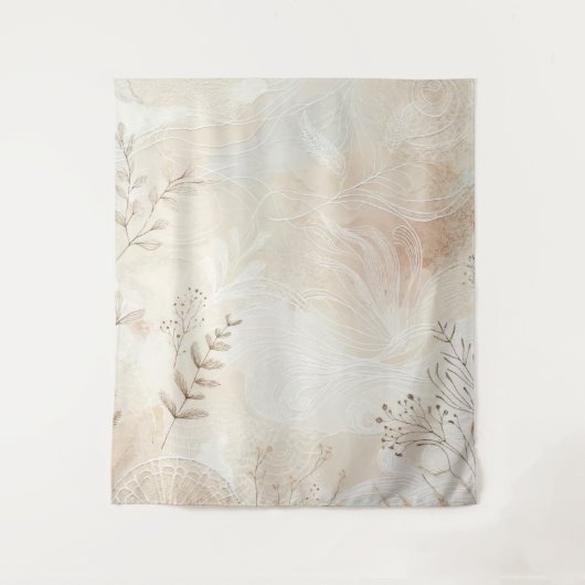 エアリーボヘミアンフローラストリングアートデザイン タペストリー (正面)