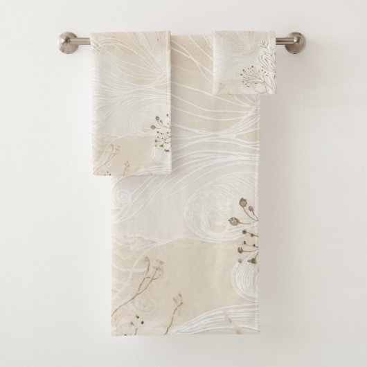 エアリーボヘミアンフローラストリングアートデザイン バスタオルセット (インサイチュ)