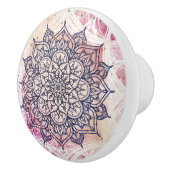 エアリーマンダラハッピーピンクパープルイエローブルー&金ゴールド セラミックノブ (右)