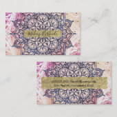エアリーマンダラハッピーピンクパープルイエローブルー&金ゴールド 名刺 (正面/裏面)