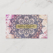 エアリーマンダラハッピーピンクパープルイエローブルー&金ゴールド 名刺 (正面)