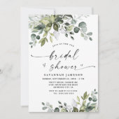 エアリーユーカリプトゥスグリーンリーボホ素朴ブライダルシャワー 招待状 (正面)