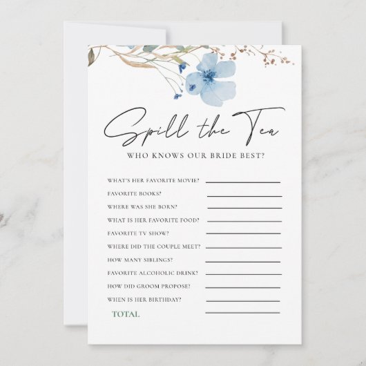 エアリーユーカリプトゥスグリーンリーボホ素朴ブライダルシャワー 招待状 (正面)