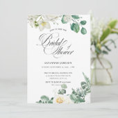 エアリーユーカリプトゥスグリーンリーボホ素朴ブライダルシャワー 招待状 (スタンド正面)