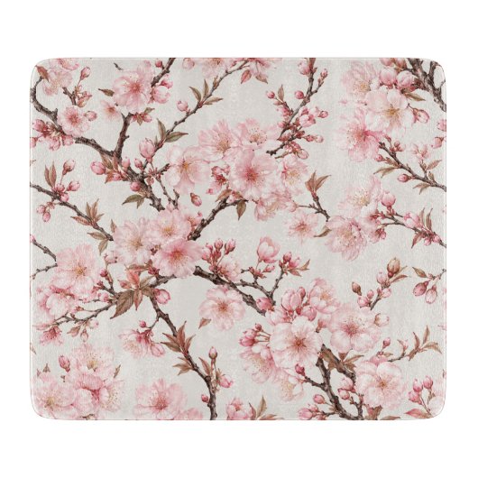 エアリー桜の植物画 カッティングボード (正面)