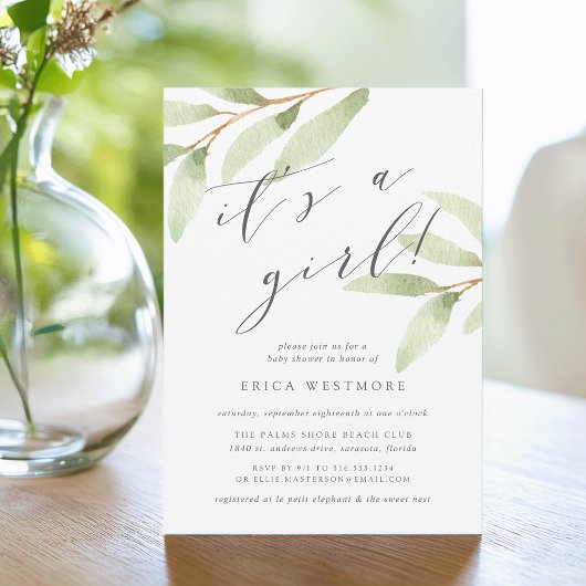エアリー植物性ベビーシャワー招待状 招待状