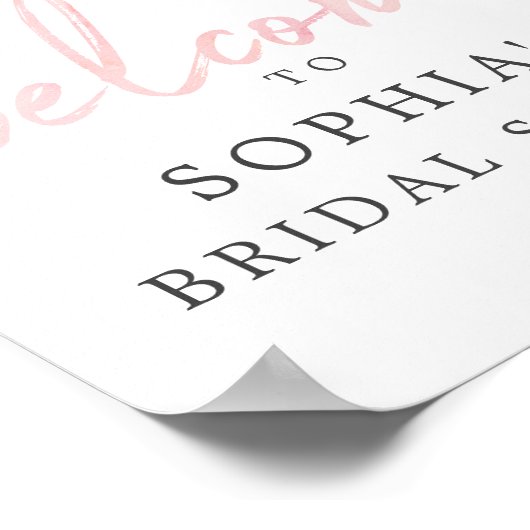 エアリー赤面フローラブライダルシャワーウェルカムサイン ポスター (角)