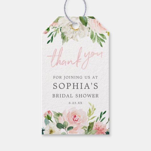 エアリー赤面フローラブライダルシャワーメッセージカード ギフトタグ (正面)