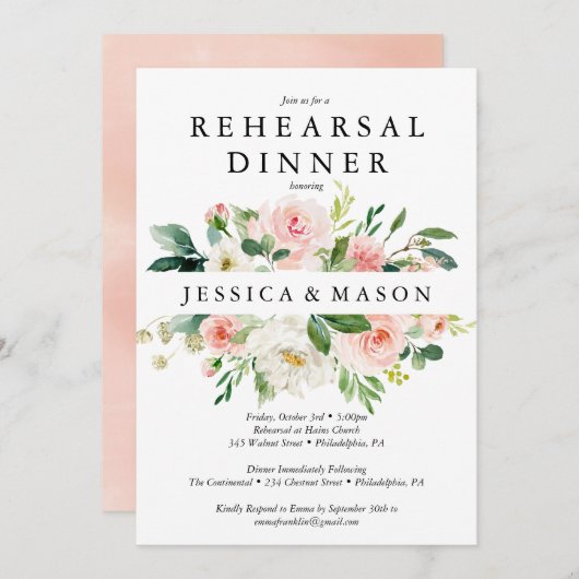 エアリー赤面リハーサルディナー招待状カード 招待状 (正面/裏面)