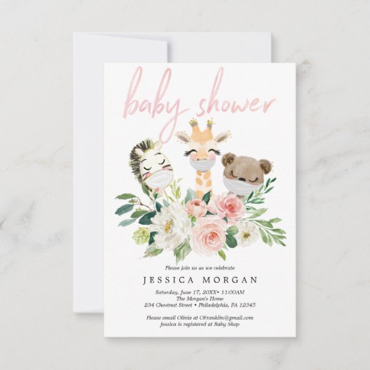 エアリー赤面動物赤ちゃんシャワー招待状 招待状 (正面)