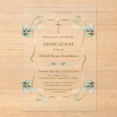 エアリー魅力的グリーンリー金ゴールドクロス献身 アクリル招待状 (正面)