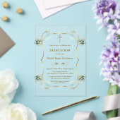エアリー魅力的グリーンリー金ゴールドクロス献身 アクリル招待状 (インサイチュ (ウェディング))