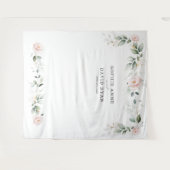 エアリー グリーンネリー ピンク フローラル ゴールド ウェディング フォト プロップ タペストリー (正面(横))