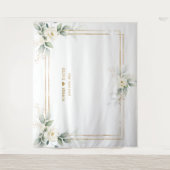 エアリー グリーンネリー ホワイト フローラル フォト プロップ ウェディング タペストリー (正面)